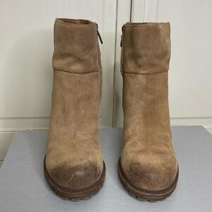 Sam Edelman Franklin Ankle Boot 4" Chunky Heel Rugged Brown Leather Women's 8M